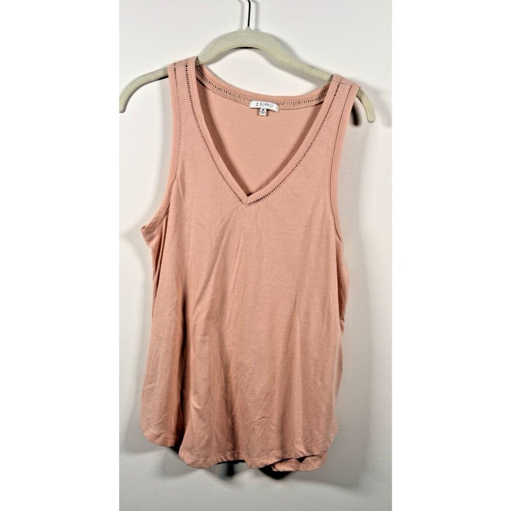 Z Supply Womens Pink Solid Knit V-Neck Sleeveless Tank Top - M